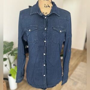 Dark Denim Button Down Top
